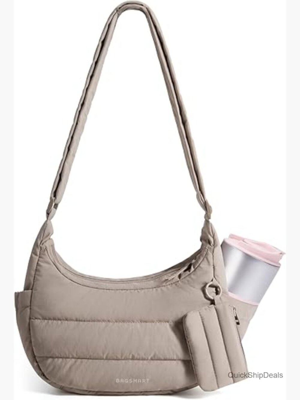 Small Puffer Hobo Bag with Adjustable Crossbody Strap, Puffy Fluffy Handbag